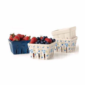 Tazón de frutas de cerámica de estilo nórdico - utensilios de cocina rústicos de colandante de porcelana a granel