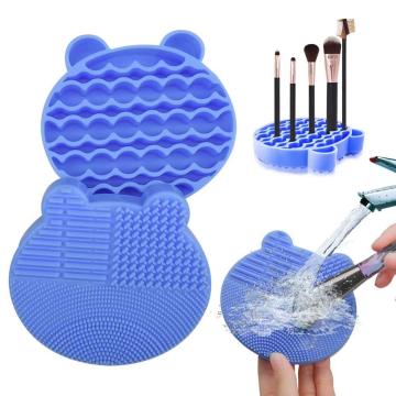 Portable Cat Shape Makeup Brush Cleaning Mat with Storage Holder