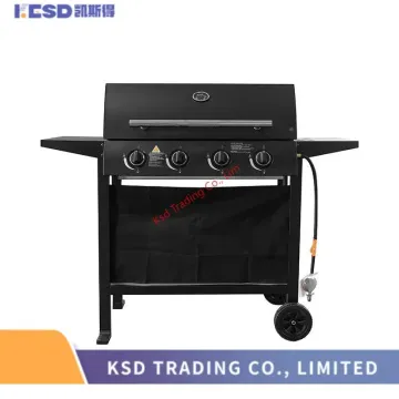 Outdoor Stainless Steel Gas BBQ Grill Commercial Movable Gas Cooker Oven 3 Burner Gas Barbecue Grill