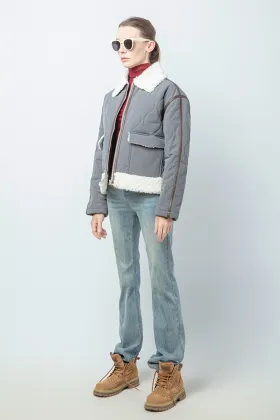 Grey Quilted Short Jacket