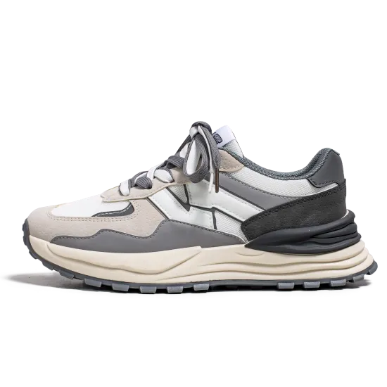 Hot Network Spring and Autumn Lace-Up Men's Sports Shoes with Thick Soles