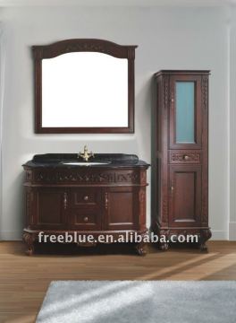 Classic solid wood bathroom furniture with side cabinet