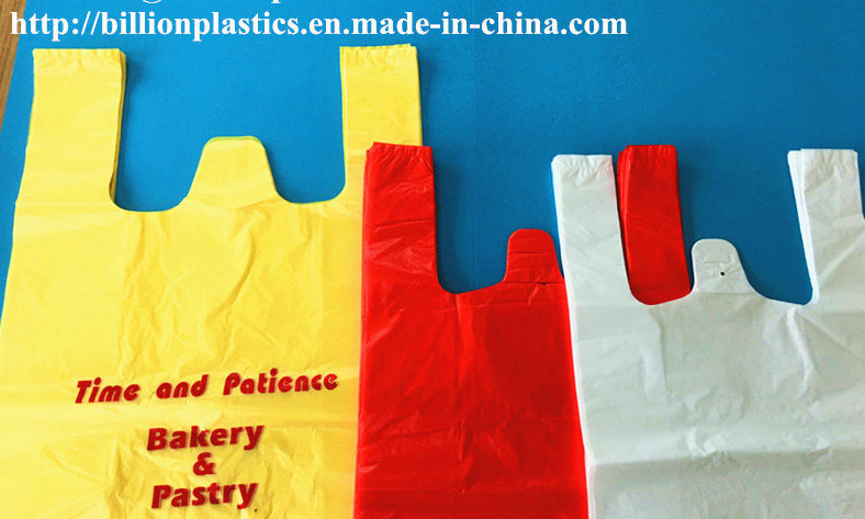 HDPE Plastic TShirt Plain Shopping Bag with or Without Printing