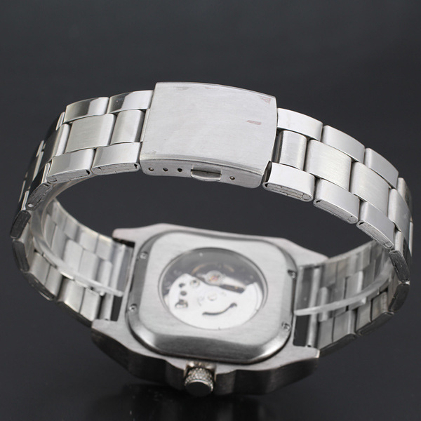 OEM/ODM Stainless Steel Square Hand Silver Watch 