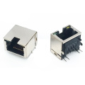 RJ45 JACK SLIM TYPE RECHTS H = 11,2 mm MET LED