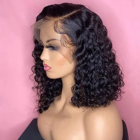 Wholesale Vendors Human Hair Extensions Wigs Brazilian Kinkly Curly Deep Wave Water Wave Wigs Lace Front Hd Frontal Wigs