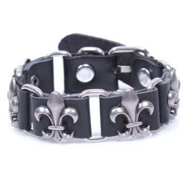 Fashion zinc alloy metal accessories inlay real cow leather wrap bracelet vintage style wholesale/retail