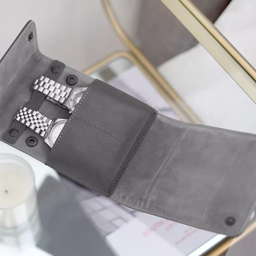 2-Slot Luxury Leather Cover Watch Organizer Bag