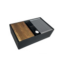 33-inch Kitchen Sink: Large Capacity Workstation Double Bowl with Rectangular Fireclay Design - Reversible Option Available in B