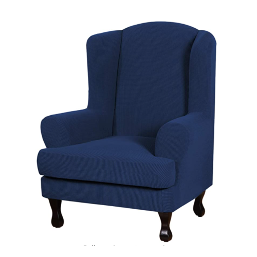 2 Pieces Stretch Jacquard Slipcovers Wing Chair Cover