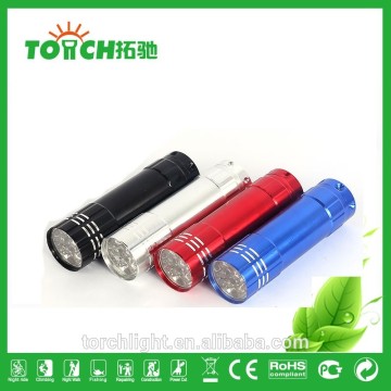 colorful mini 9 leds flashlight waterproof mini Torch flashlight for 3*AAA battery led aluminum flahslight for camping