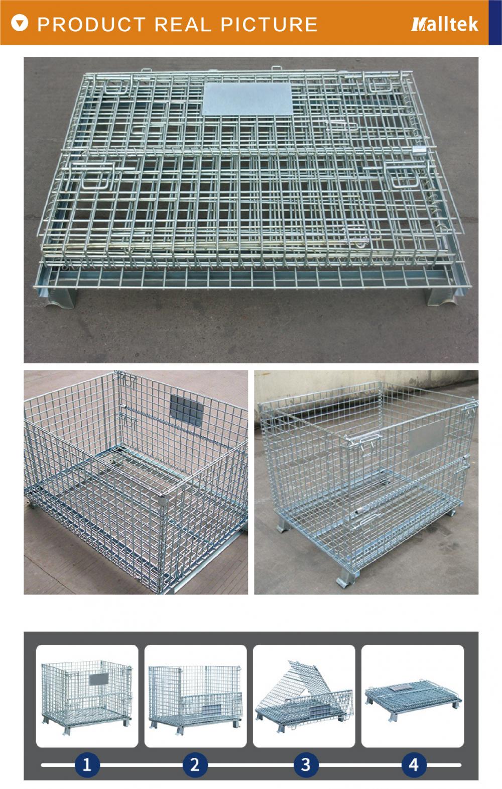 Galvanized Steel Folding Warehouse Storage Cage