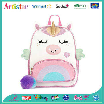 pink unicorn wings modelling backpack