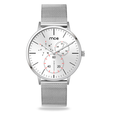 Custom logo unique shiny mesh stainless steel quartz watch