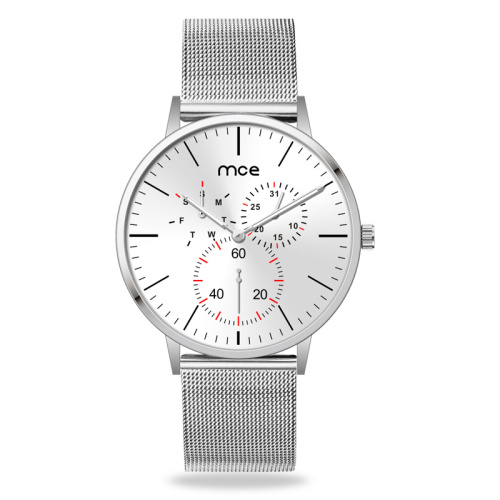 Custom logo unique shiny mesh stainless steel quartz watch