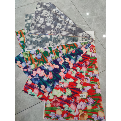 Summer Striped Floral Printed Stretch Satin Dress Fabric
