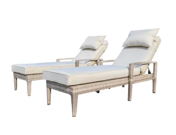 New 3pcs Rattan Patio Furniture Garden Outdoor Sun Lounger