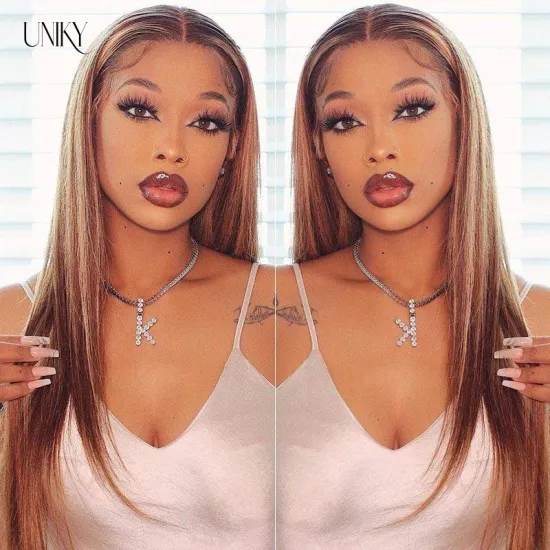 Ombre Blonde Highlights Color 13x6 Deep part Lace Front Human Hair Wigs 150% Density glueless human hair wigs for black women