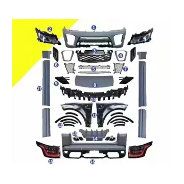 PP Plastic Material Body Kit for Range Rover Sport 2014-2017 to SVR with Bumpers and Lights
