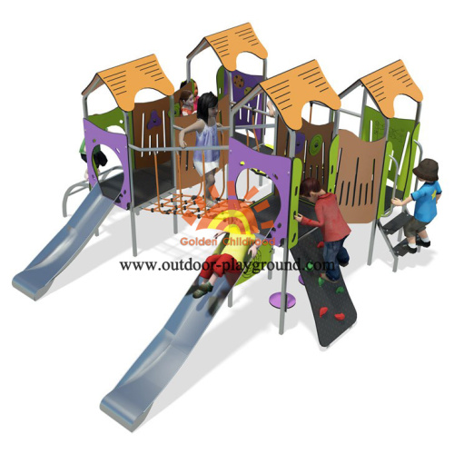Equipo de juegos infantiles al aire libre con tobogán