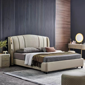 Designs king-size bed with high back