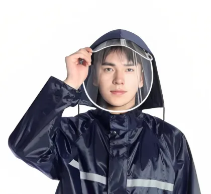 High-Definition Face Mask Raincoat Suit with Double Brim Hat