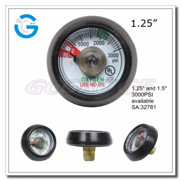 UL Listed 1.25inch 1.5inch 3000PSI medical oxygen cylinder pressure gauge used on regulator