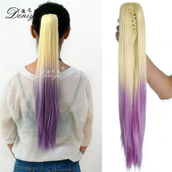 Popular in USA two-tone ombre clip on claw ponytail hairpieces with factory price