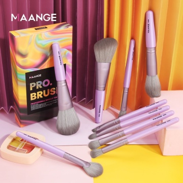 Professional Vegan Makeup Brush Set - MAANGE 9pcs Custom Brand Luxury Travel Brush Set
