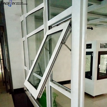 Modern Design Tempered Glass Aluminum Awning Window with Vertical Opening and Thermal Break for Houses