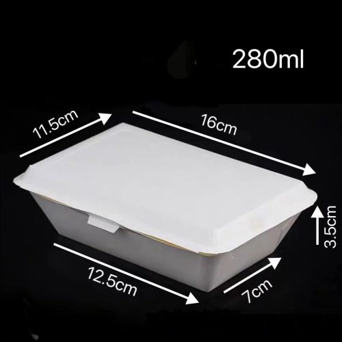280ml White Disposable Clamshell Paper Lunch Box
