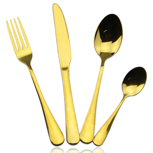 Gold plated fork spoon and fork restaurant