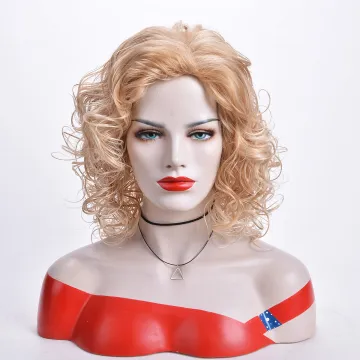 Aishili wholesale cheap gold brown short deep wave kinky curly wigs synthetic hair wigs for women