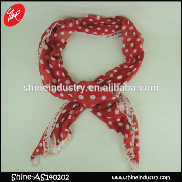 Latest ladies fashion viscose red scarf with white points