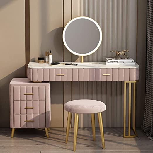 fashion Bedroom Furniture White Led Light low price Storage Optional Dresser Dressing Vanity Makeup Table With LED