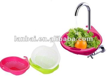 sink hanged draining basket with hanger on sink