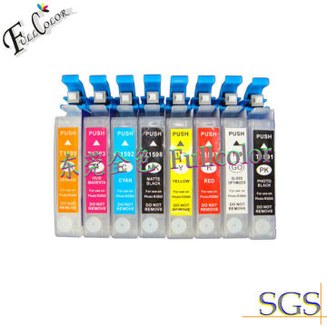 8 Color Compatible Ink Cartridge With Reset Chip For Epson R2000 Printer