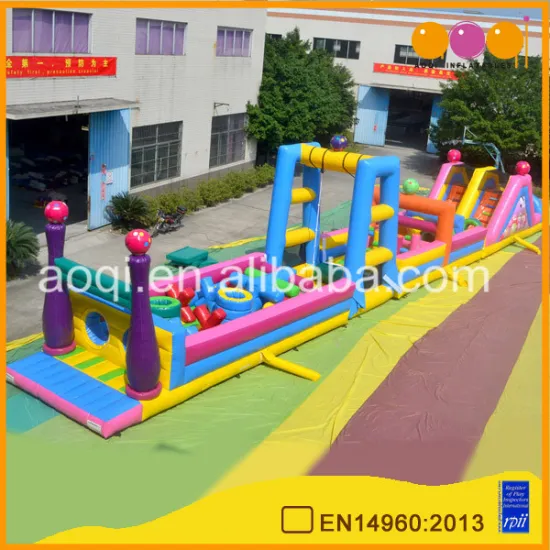 Factory price top quality kid toy long inflatable obstacle course for sale