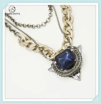 New Arrival Poplular Blue Crystal Necklace, Charming Big Crystal Pendant Necklace