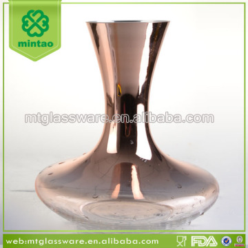 Hand painted rose gold round novelty glass wine decanter and wine glass