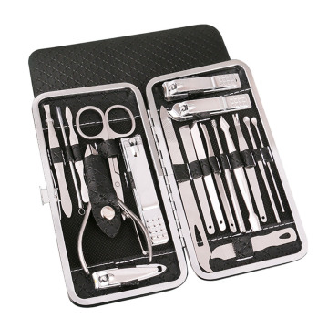 19pcs Kit de cuidados com unhas de aço inoxidável: conjunto abrangente de higiene, incluindo cortadores de unhas, tesoura morta da pele e muito mais