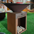Outdoor Corten Steel Metal Fire Pit Barbecue Grill