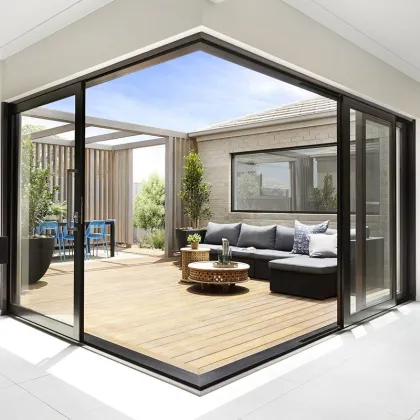 Powder Coated Telescopic Sliding Mirror Door Aluminum Glass Sliding Door