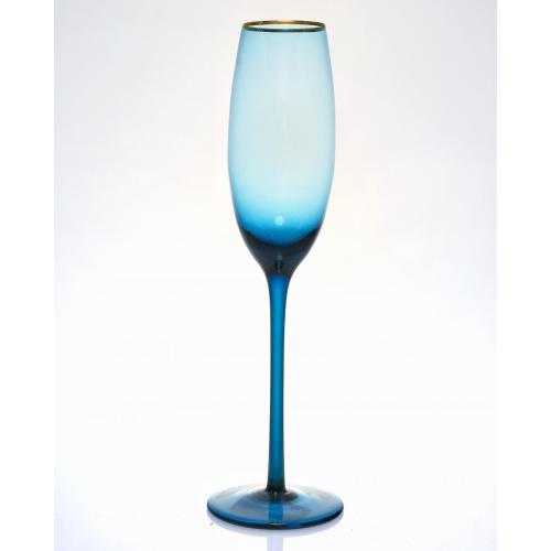 Stemless Wine Glasses blue wine glass set with gold rim Manufactory