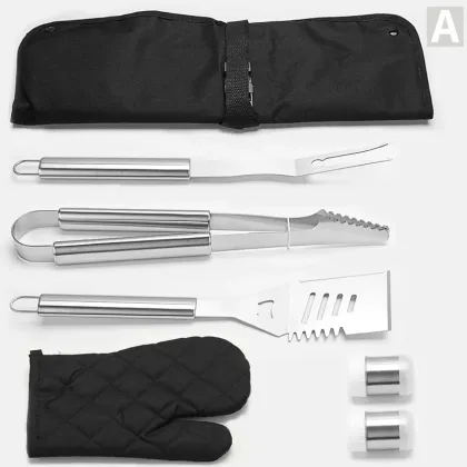 Stainless Steel Outdoor BBQ Grill Accessories Complete Tongs Tool Kit with Wood Handle for Grilling and BBQ bbq grill tools