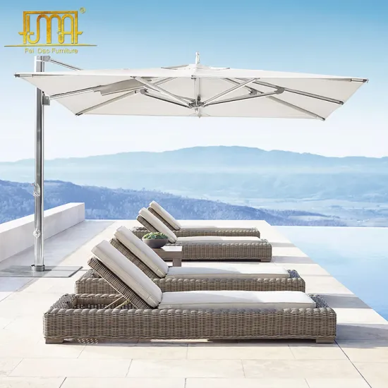 Garden Solar Beach Umbrella with Water Tank or Marble Base