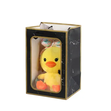 Shopping Paper Gift Bag with Clear Plastic Window