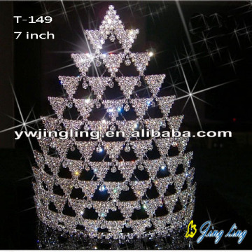 7 pulgadas Rhinestone concurso coronas T-149