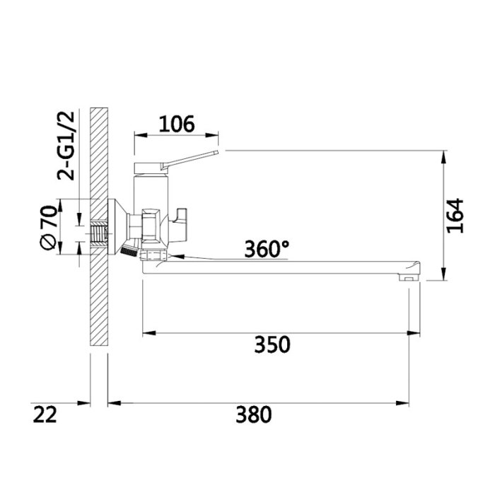 Modern 35mm Single Lever Bath Shower Mixer