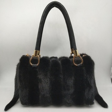 high quality fashion women handbag genuine mink fur real fur bag